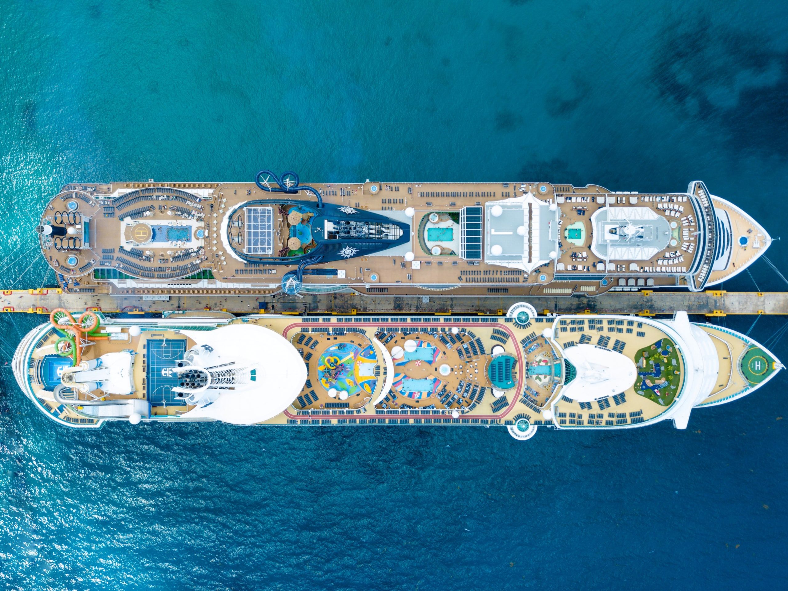 large cruise ship aerial view