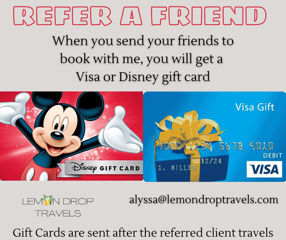 A Disney gift card and a Visa gift card